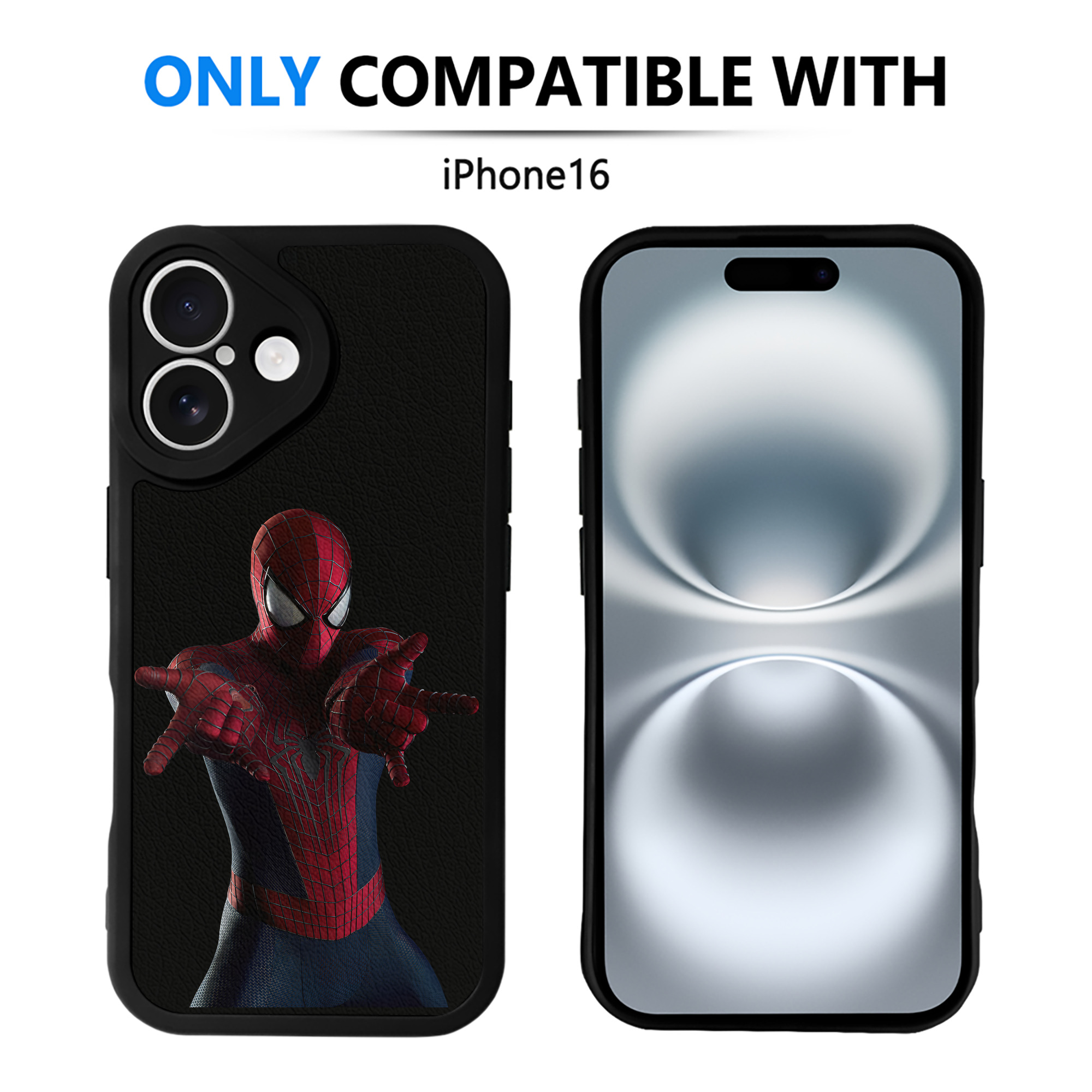 （画像用） Spider Man スパイダーマン 【iPhone 16シリーズ対応】シリコンスマホケース（レザー調） 材質：シリコン